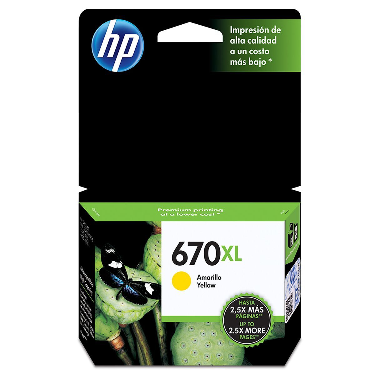 56240.jpg Tinta HP 670XL Yellow CZ120AL Para Deskjet 4615, 4625, 3525, 5525 - Imagen 1