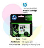 TINTA HP 667XL TRICOLOR 3YM80AL (DJ 2775 / 4175) - Imagen 2