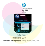 Tinta HP 711 Cyan CZ130A T120/T520 29ML - Imagen 2