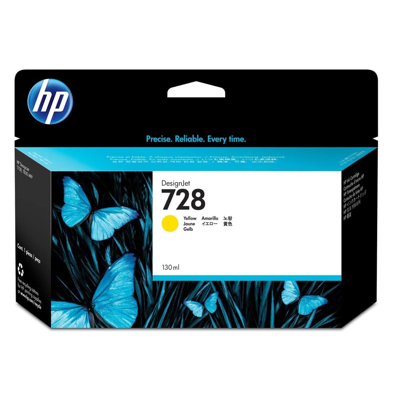 F9J65A.jpg Tinta Original HP 728 Yellow F9J65A Para DesignJet T730, T830 130ML - Imagen 1