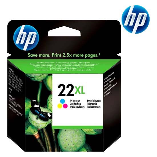 Tinta-HP-22XL-Tricolor-C9352CL.jpg Tinta HP 22XL Tricolor C9352CL Para D1400, F380, D1330 - Imagen 1
