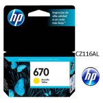 Tinta HP 670 Yellow CZ116AL Para 3525, 4615