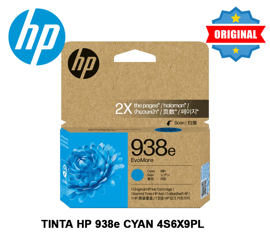 Tinta-HP-938e-EvoMore-4S6X9PL-Cyan.jpg Tinta HP 938e EvoMore 4S6X9PL Cyan 9120b/9730e/9130b - Imagen 1