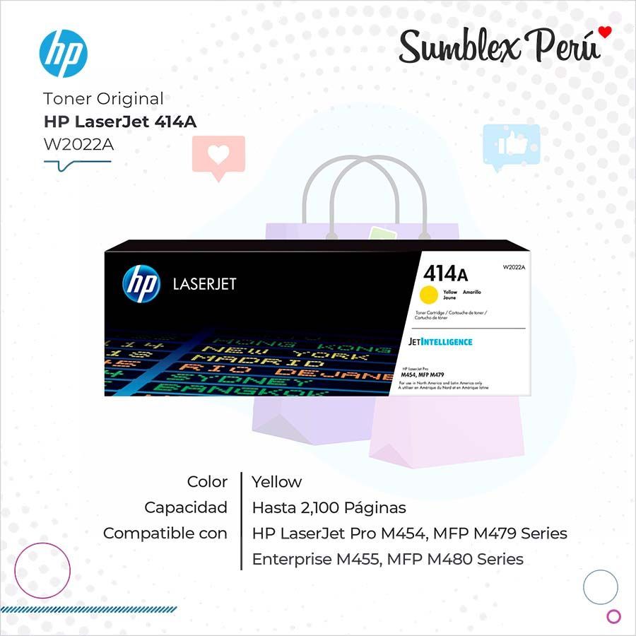 Toner-HP-414A-Yellow-W2022A.jpg Toner Original HP 414A Yellow W2022A Para M454, MFP M479 - Imagen 1