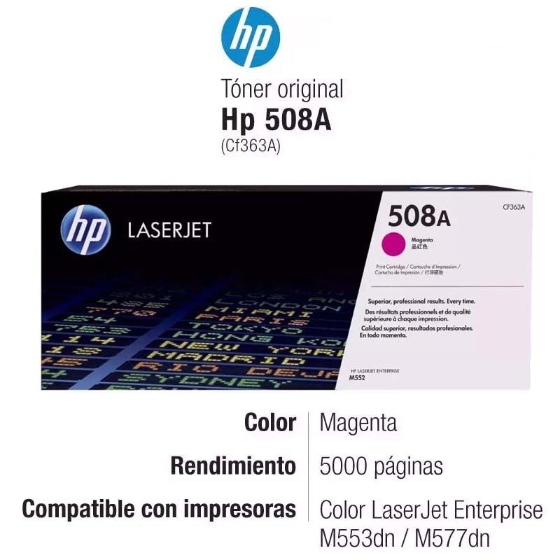 Toner-HP-508A-Magenta-CF363A.jpg Toner HP 508A Magenta CF363A M552, M553, M577 - Imagen 1