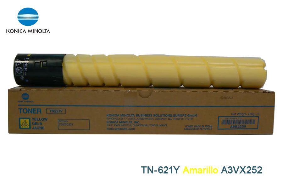 Toner-Konica-Minolta-TN-621Y-Yellow-A3VX252.jpg Toner Konica Minolta TN-621Y Yellow A3VX252 C71HC - Imagen 1