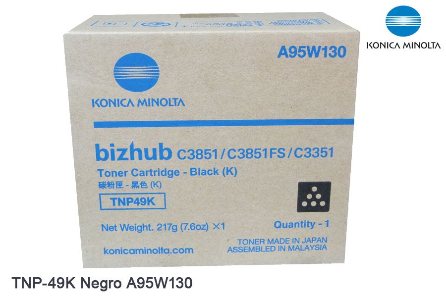 Toner-Konica-Minolta-TNP-49K-Black-A95W130.jpg Toner Konica Minolta TNP-49K Black C3851/C3351 - Imagen 1