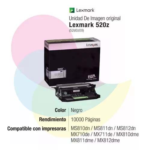 Unidad-de-Imagen-Lexmark-520Z-52D0Z00.jpg Unidad de Imagen Lexmark 520Z 52D0Z00 Para MX812, MX710 - Imagen 1